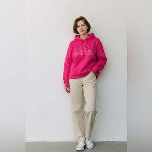 23. WOMANS ADIDAS TEAM ISSUE RUNNING TRAINING WORKOUT PINK PULLOVER HOODIE M NWT